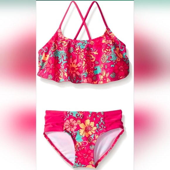 Kanu Surf Other - Kanu Surf Girls' Karlie Flounce Bikini Beach Sport 2 Piece Swimsuit Size 7 New.
